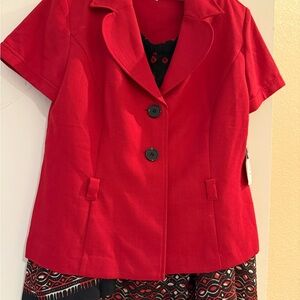 Red Short Sleeve Blazer skirt